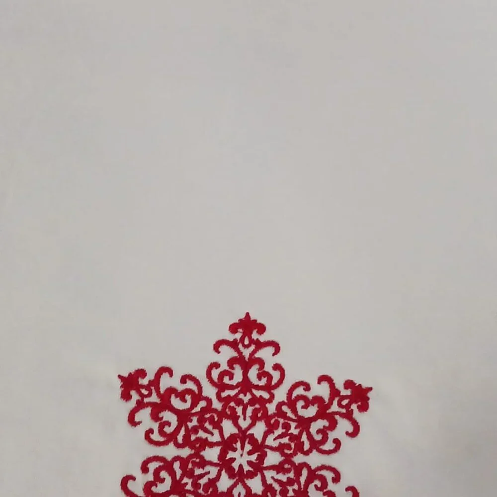 Red Embroidered Snowflake T-Shirt - Picture 10 of 10